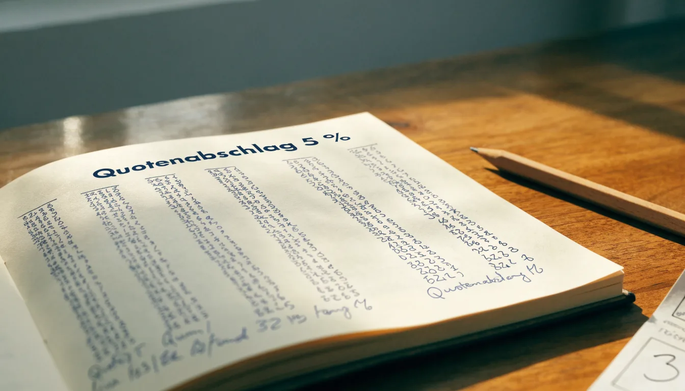 Ein handschriftlich geführtes Heft mit Strichlisten liegt neben einem Bleistift auf einem Tisch, seitlich fällt Tageslicht herein.