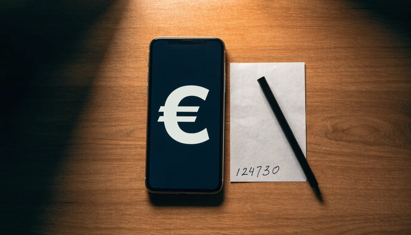 Ein Smartphone mit dunklem Display liegt neben einem leeren Papier-Wettschein und einem Stift auf einem Holztisch.